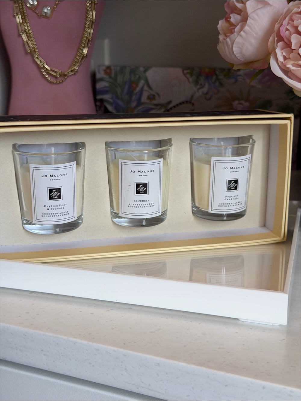 Jo Malone NIIB Cream and Black Gift Votive Candle Trio 3 set